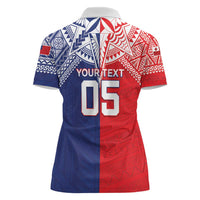 Custom Rugby Samoa And Tonga Women Polo Shirt Toa Samoa With Mate Maa - Polynesian Pride