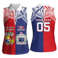 Custom Rugby Samoa And Tonga Women Sleeveless Polo Shirt Toa Samoa With Mate Maa - Polynesian Pride