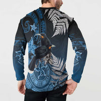 New Zealand Huia Bird Button Sweatshirt Aotearoa Maori Pattern LT05 - Polynesian Pride