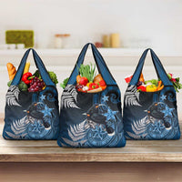 New Zealand Huia Bird Grocery Bag Aotearoa Maori Pattern LT05 3-pack One Size Navy - Polynesian Pride