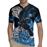 New Zealand Huia Bird Rugby Jersey Aotearoa Maori Pattern