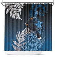 New Zealand Huia Bird Shower Curtain Aotearoa Maori Pattern
