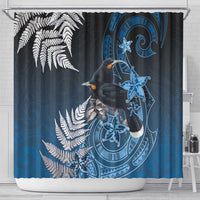 New Zealand Huia Bird Shower Curtain Aotearoa Maori Pattern