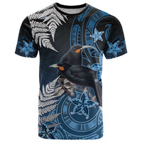 New Zealand Huia Bird T Shirt Aotearoa Maori Pattern