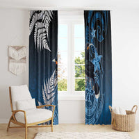 New Zealand Huia Bird Window Curtain Aotearoa Maori Pattern LT05 - Polynesian Pride