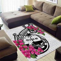 Guam Chamorro Area Rug Bougainvillea White Polynesian Tribal Pattern