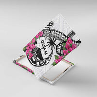 Guam Chamorro Canvas Wall Art Bougainvillea White Polynesian Tribal Pattern LT05 With Frame White - Polynesian Pride