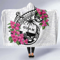 Guam Chamorro Hooded Blanket Bougainvillea White Polynesian Tribal Pattern LT05 One Size White - Polynesian Pride