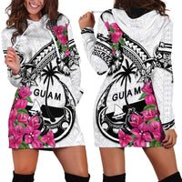 Guam Chamorro Hoodie Dress Bougainvillea White Polynesian Tribal Pattern LT05 - Polynesian Pride