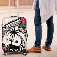 Guam Chamorro Luggage Cover Bougainvillea White Polynesian Tribal Pattern