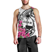 Guam Chamorro Men Tank Top Bougainvillea White Polynesian Tribal Pattern LT05 - Polynesian Pride