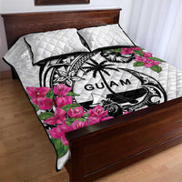 Guam Chamorro Quilt Bed Set Bougainvillea White Polynesian Tribal Pattern LT05 - Polynesian Pride
