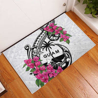 Guam Chamorro Rubber Doormat Bougainvillea White Polynesian Tribal Pattern LT05 - Polynesian Pride
