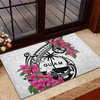Guam Chamorro Rubber Doormat Bougainvillea White Polynesian Tribal Pattern LT05 - Polynesian Pride