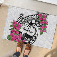 Guam Chamorro Rubber Doormat Bougainvillea White Polynesian Tribal Pattern LT05 - Polynesian Pride