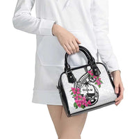 Guam Chamorro Shoulder Handbag Bougainvillea White Polynesian Tribal Pattern