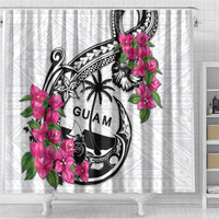 Guam Chamorro Shower Curtain Bougainvillea White Polynesian Tribal Pattern