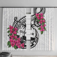 Guam Chamorro Window Curtain Bougainvillea White Polynesian Tribal Pattern LT05 With Hooks White - Polynesian Pride