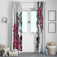 Guam Chamorro Window Curtain Bougainvillea White Polynesian Tribal Pattern LT05 - Polynesian Pride