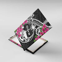 Guam Chamorro Canvas Wall Art Bougainvillea Black Polynesian Tribal Pattern LT05 With Frame Black - Polynesian Pride