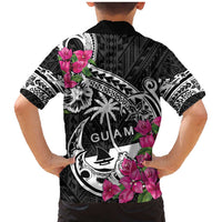 Guam Chamorro Family Matching Mermaid Dress and Hawaiian Shirt Bougainvillea Black Polynesian Tribal Pattern