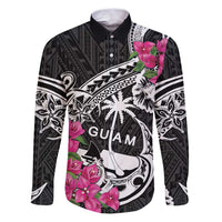 Guam Chamorro Family Matching Puletasi and Hawaiian Shirt Bougainvillea Black Polynesian Tribal Pattern