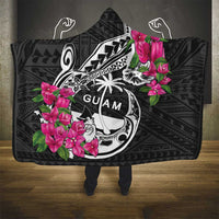 Guam Chamorro Hooded Blanket Bougainvillea Black Polynesian Tribal Pattern LT05 - Polynesian Pride