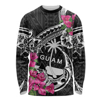Guam Chamorro Long Sleeve Shirt Bougainvillea Black Polynesian Tribal Pattern LT05 Unisex Black - Polynesian Pride