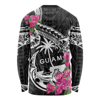 Guam Chamorro Long Sleeve Shirt Bougainvillea Black Polynesian Tribal Pattern LT05 - Polynesian Pride