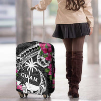 Guam Chamorro Luggage Cover Bougainvillea Black Polynesian Tribal Pattern