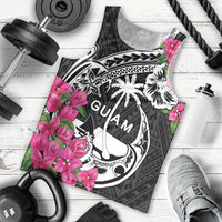 Guam Chamorro Men Tank Top Bougainvillea Black Polynesian Tribal Pattern LT05 - Polynesian Pride