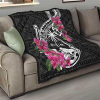 Guam Chamorro Quilt Bougainvillea Black Polynesian Tribal Pattern