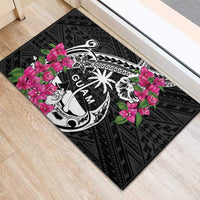 Guam Chamorro Rubber Doormat Bougainvillea Black Polynesian Tribal Pattern LT05 - Polynesian Pride