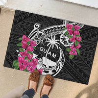 Guam Chamorro Rubber Doormat Bougainvillea Black Polynesian Tribal Pattern LT05 - Polynesian Pride