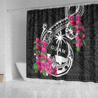Guam Chamorro Shower Curtain Bougainvillea Black Polynesian Tribal Pattern