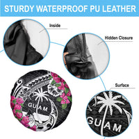 Guam Chamorro Spare Tire Cover Bougainvillea Black Polynesian Tribal Pattern