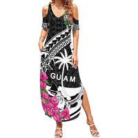 Guam Chamorro Summer Maxi Dress Bougainvillea Black Polynesian Tribal Pattern LT05 Women Black - Polynesian Pride