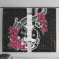 Guam Chamorro Window Curtain Bougainvillea Black Polynesian Tribal Pattern LT05 With Hooks Black - Polynesian Pride