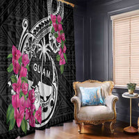 Guam Chamorro Window Curtain Bougainvillea Black Polynesian Tribal Pattern LT05 - Polynesian Pride