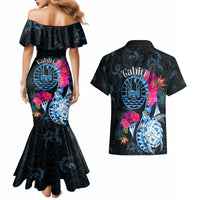 Tahiti Ia Orana Couples Matching Mermaid Dress and Hawaiian Shirt Polynesian Turtle With Coat Of Arms LT05 - Polynesian Pride