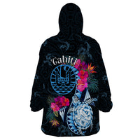 Tahiti Ia Orana Wearable Blanket Hoodie Polynesian Turtle With Coat Of Arms LT05 - Polynesian Pride