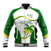 Custom Tailevu Rugby Baseball Jacket Fiji Tapa Pattern LT05 Unisex Green - Polynesian Pride