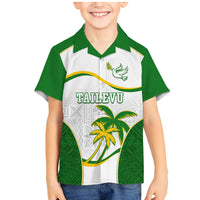 Custom Tailevu Rugby Family Matching Mermaid Dress and Hawaiian Shirt Fiji Tapa Pattern LT05 Son's Shirt Green - Polynesian Pride