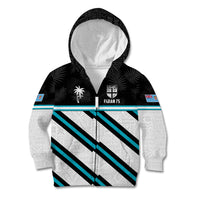 Custom Fiji Rugby Kid Hoodie Fijian 7s With Tapa Pattern LT05 Zip Hoodie White - Polynesian Pride