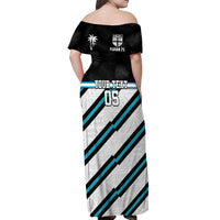 Custom Fiji Rugby Off Shoulder Maxi Dress Fijian 7s With Tapa Pattern LT05 - Polynesian Pride