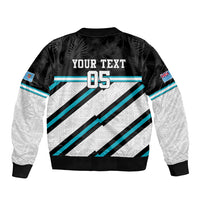 Custom Fiji Rugby Sleeve Zip Bomber Jacket Fijian 7s With Tapa Pattern LT05 - Polynesian Pride