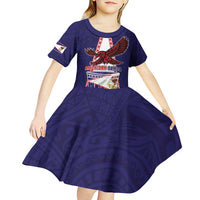 Personalised American Samoa Flag Day Kid Short Sleeve Dress Flag Style