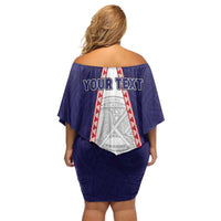 Personalised American Samoa Flag Day Off Shoulder Short Dress Flag Style