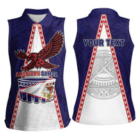 Personalised American Samoa Flag Day Women Sleeveless Polo Shirt Flag Style
