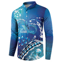 Polynesia Autism Awareness Button Sweatshirt Be In Awe Of My 'Tism LT05 - Polynesian Pride